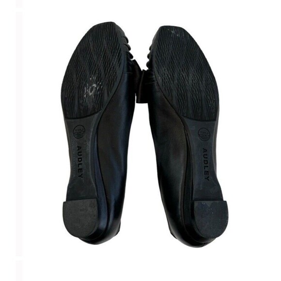 AUDLEY Heel Flats Bow Leather Loafers Black Preppy Chic Comfort Slip On EU 38.5 - Picture 6 of 8